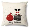 Productos para el Hogar Transfronterizos Amazon Funda de Almohada Navideña Papá Noel Árbol Sofá Funda de Almohada de Lino Funda de Almohada