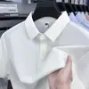 Polo Masculino de Seda Gelada de Manga Curta para o Verão Novo Estilo Casual de Negócios Camiseta Masculina com Gola Polo e Camisa Polo Respirável de Nylon