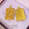 Colgante Grande Hueco de Latón Chapado en Oro con Forma de Dragón y el Carácter para la Fortuna, Estilo Masculino, Moderno y Audaz, Retención de Color Duradera