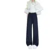 Pantalones Deportivos Casuales Simples de Cintura Alta con Caída para Mujer, Estilo Perezoso Holgado Forrados de Polar para Invierno, Pierna Recta, Largo hasta el Suelo, Pierna Ancha