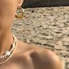 Aretes de Aro Ovalados Estilo Francés Lazy Retro de Alta Gama Europeo y Americano Niche Normcore Chapados en Oro y Plata