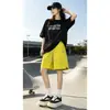 Pantalones Cortos Deportivos de Estilo Americano con Bolsillo con Cremallera, Marca de Tendencia Otoñal, Frescos y Transpirables, Protección Solar, Corte Holgado, Pantalones Casuales Finos de Cinco Puntos
