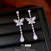Brincos de Prata Zircônia Borboleta Gota d'Água Pendentes Luxo Leve High-End Moda Targos Design Versátil Brincos de Nicho
