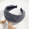 Faixa de cabeça de tricô estilo coreano para outono e inverno, cor sólida, retrô, com aba larga, versátil e quente para sair, acessório de cabelo para lavar o rosto para mulheres
