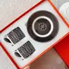 Conjunto de Xícara e Pires para Café de Porcelana Óssea Família H Criativa Xícara de Chá com Pires Doméstico Simples Cerâmica para Chá Perfumado Atacado Transfronteiriço