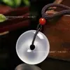 Pendente de paz de calcedônia branca cristalina natural, amuleto de cabaça de jade, colar com pingente de Buda, nova corrente de clavícula de alto padrão estilo chinês