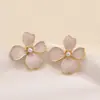 Estilo Pintura al Óleo Jardín de Monet Flor Corazón Perla Pendientes de Moda Elegantes Pendientes Dulces Franceses Pequeños Frescos