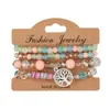 Pulsera de múltiples capas retro bohemia con cuentas del árbol de la vida para mujer, conjunto de pulseras DIY moderno y personalizado
