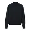 Suéter de punto base de manga larga de color liso con cuello medio alto estilo coreano para mujer, suéter pullover grueso y cálido simple y versátil para otoño e invierno