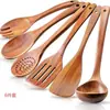 Espátula Pequeña de Madera de Acacia, Espátula de Madera para Sartén Antiadherente, Cuchara Sopera de Madera con Mango Largo, Cuchara Pequeña de Madera para Arroz, Juego de Espumadera para Fideos de Madera de Teca