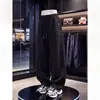 Em estoque Outono 2026 Novo Algodão Pesado 380g Patchwork Desconstruído Cordão Perna Afunilada Casual Tamanho Plus Calça de Perna Curva K6