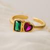 Anillo Abierto de Corazón de Zircón Geométrico de Moda Simple Nuevo Producto Transfronterizo Aogu Estilo Ins Femenino Lujo Accesible de Nicho