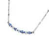 Colar de Prata Art Yuan Tong Ti Prata de Lei S925 Rosto Sorridente Temperamento Pingente Nicho Zircônia Água-marinha Corrente de Pescoço Fashion Versátil Novo