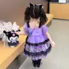 Vestido Princesa Kulomi para Menina Verão 2025 Novo Vestido de Malha Cartoon para Meninas Vestido Lolita