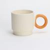 Taza de agua de cerámica con patrón vertical de aspecto alto y color contrastante, taza de café para desayuno personalizada, taza para pareja, taza para té de la tarde de oficina, personalizada