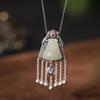 Um Cervo Prata S925 Prata Esterlina Sul Vermelho Natural Hetian Jade Borla Xiangyun Pingente Retro Clássico Elegante Pendurado Ornamentos