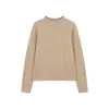 [Geming] Camiseta Básica de Punto Otoñal para Mujer con Dobladillo Suave Enrollado y Cuello Alto Medio de Manga Larga W295D