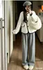 Colección Otoño/Invierno 2026: Pantalones de pierna ancha de corte relajado para mujer en terciopelo suave, pantalones casuales de pierna recta holgados, versátiles y cómodos