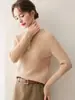 Suéter de Punto Cálido con Botones del Mismo Color, Cuello Redondo, Bloques de Color Estilo Coreano, Manga Larga, Abertura en el Dobladillo, para Mujer, Cachemira