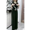 88577 Da Ai Mei Yuan 2025 Verão Nova Moda Blusa Elegante com Gola Franzida Calça Longa Reta de Cintura Alta Estilosa para Mulheres