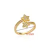 Anillo de Zirconia de Estrella de Cinco Puntas Transfronterizo Europeo y Americano Moda Anillo Abierto Geométrico de Diamante Joyería de Mano Venta al por Mayor para Mujeres