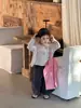 Conjunto de 2 Piezas Cardigan de Punto con Estampado Floral Estilo Coreano para Niñas + Chaleco Chaqueta de Primavera y Otoño para Niñas 2026