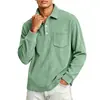 Camisa de veludo cotelê de cor sólida listrada com lapela para homens, de trabalho pesado, europeia e americana, com botões, casual, esportiva, roupas masculinas retrô, camiseta