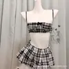 Lencería Sexy Europea y Americana Transfronteriza Aro de Acero Cuadros Estudiante Jk Atuendo Falda Plisada Traje Uniforme Exportación Femenino 260