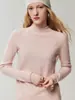 100% cachemir puro, nueva colección otoño/invierno, jersey ligero y lujoso de manga larga con cuello ligeramente alto enrollado, corte casual y holgado, y efecto adelgazante