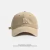 Boné de Baseball com Letra R para Homens e Mulheres, Nicho para Cabeça Grande, Versátil para Afinar o Rosto, Boné tipo Bico de Pato, Chapéu de Sol para Proteção Solar de Estudantes