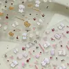 Pegatinas Populares de Oso de Dibujos Animados Planas 3D Delgadas Resistentes para Uñas Lindas de Chica Pura Adhesivas para Uñas Decorativas DIY
