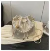 Bolsa de Mão Estilo Balde de Pérolas para Mulheres 2025 Primavera Nova Bolsa de Ombro Bordada Estilo Chinês Nicho Simples de Alta Qualidade Bolsa Transversal
