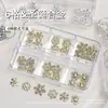 Accesorios para Uñas Copo de Nieve Navideño Pila Metálica Diamante Aleación de Oro y Plata Árbol de Navidad Guirnalda Accesorios para Uñas