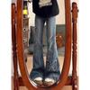 Jeans de Talla Grande Estilo Retro Americano con Bordado de Mariposa Micro-Acampanados para Mujer en Primavera y Otoño Estilo Caliente para Chicas con Curvas de Tiro Alto hasta el Suelo