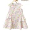 Falda Floral para Niñas Verano Nuevo Estilo Moda Chaleco sin Mangas Falda de Princesa Vestido con Lazo para Niñita Dropshipping