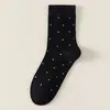 Calcetines de Verano con Lunares Dulces para Mujer, Calcetines Simples Finos de Algodón, Calcetines Lindos Versátiles de Media Pantorrilla, Calcetines de Lunares para Mujer Estilo Miu Ins