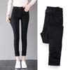 Fleece-forrado jeans cinza das mulheres inverno novo pequeno cintura alta slim emagrecimento skinny calças lápis moda