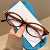 Gafas de Lectura con Montura Nueva de Té Transfronteriza, Gafas de Lectura Elegantes Nerd con Montura Pequeña Ojo de Gato, Gafas de Lectura de Moda para Mujer en Tres Colores