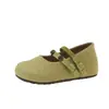 Zapatos de lino estilo Birkenstock para mujer para el verano de 2026, nuevo modelo de medias pantuflas de punta cerrada, sandalias huecas de suela gruesa para mujer que aumentan la altura