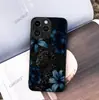 Popular no comércio exterior, capa de iPhone vintage estilo Maillard com estampa de leopardo preto e flores 17promax capa rígida de vidro de alta definição