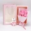 Presente de Dia dos Namorados para Exportação Transfronteiriça Buquê de Rosas de Sabão Simulado Caixa de Presente Urso Presente de Natal