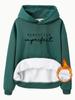 Sudadera con capucha de manga larga y forro polar para mujer, estilo europeo y americano, con bolsillo tipo canguro, estampado PERFECTO, talla transfronteriza, para otoño e invierno