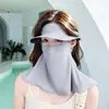 Chapéu Máscara Facial de Vinil Preto para Proteção Solar com Aba Larga, Máscara de Seda de Gelo Cobrindo o Rosto Inteiro, Máscara Facial com Proteção UV