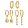Brincos femininos da moda mais vendidos na Europa e América, banhados a cobre com ouro real, incrustados com zircônia, brincos de franja, conjunto de brincos com design personalizado