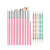 Conjunto de 15 peças Conjunto de Canetas para Nail Art Pintura Colorida para Nail Art Pontilhador Pedrarias Pincel para Esmalte em Gel Liner 5 canetas pontilhadoras com haste espiral dupla