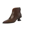 Botines cortos para mujer, tacón grueso, punta fina, botines, escote en V, estilo otoño, efecto adelgazante, diseño nuevo, moda 2026, tela negra