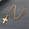 Nueva Joyería Transfronteriza Europea y Americana Colgante con Forma de Cruz de Acero de Titanio Chapado en Oro de 18K Colgante de Collar de Cruz Se Puede Grabar