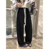 Pantalones de Toalla de Punto Gruesos Suaves y Cerosos Baishiwang Otoño e Invierno Estilo Coreano Sueltos con Cordones Cintura Alta Rectos de Arroz Glutinoso para Mujer