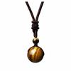 Collar con colgante de ojo de tigre de 16 mm y obsidiana natural de Yunjin para hombre.