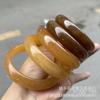 Atacado amido de raiz de lótus de toranja pulseira de jade afegão barra redonda pulseira de jade dourado ágata de Hotan ao vivo